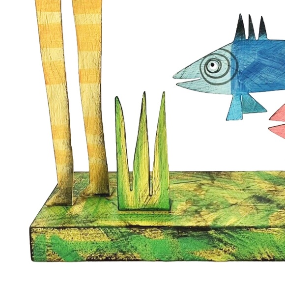 ACME Animal Canada Cat With hanging Fishes, 3 Candle Holder Handcrafted Signed - Picture 5 of 14